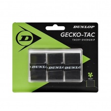 Dunlop Overgrip Gecko Tac 0.5mm - gładki, chwytliwy - czarny - 3 sztuki